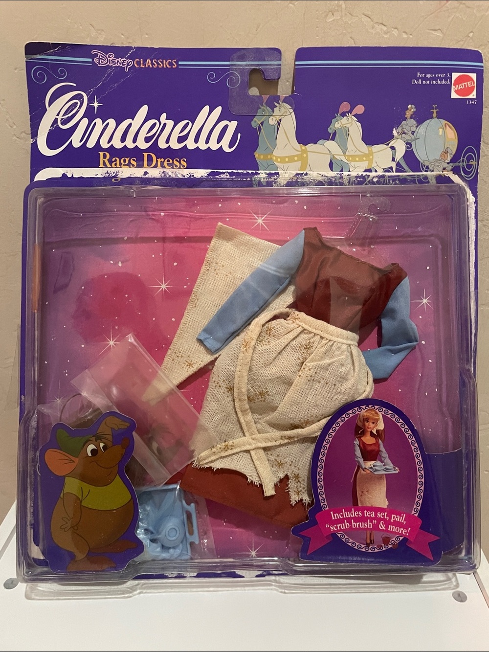 Vintage Mattel 1991 Disney Classics Cinderella Rags To Riches Costume for doll
